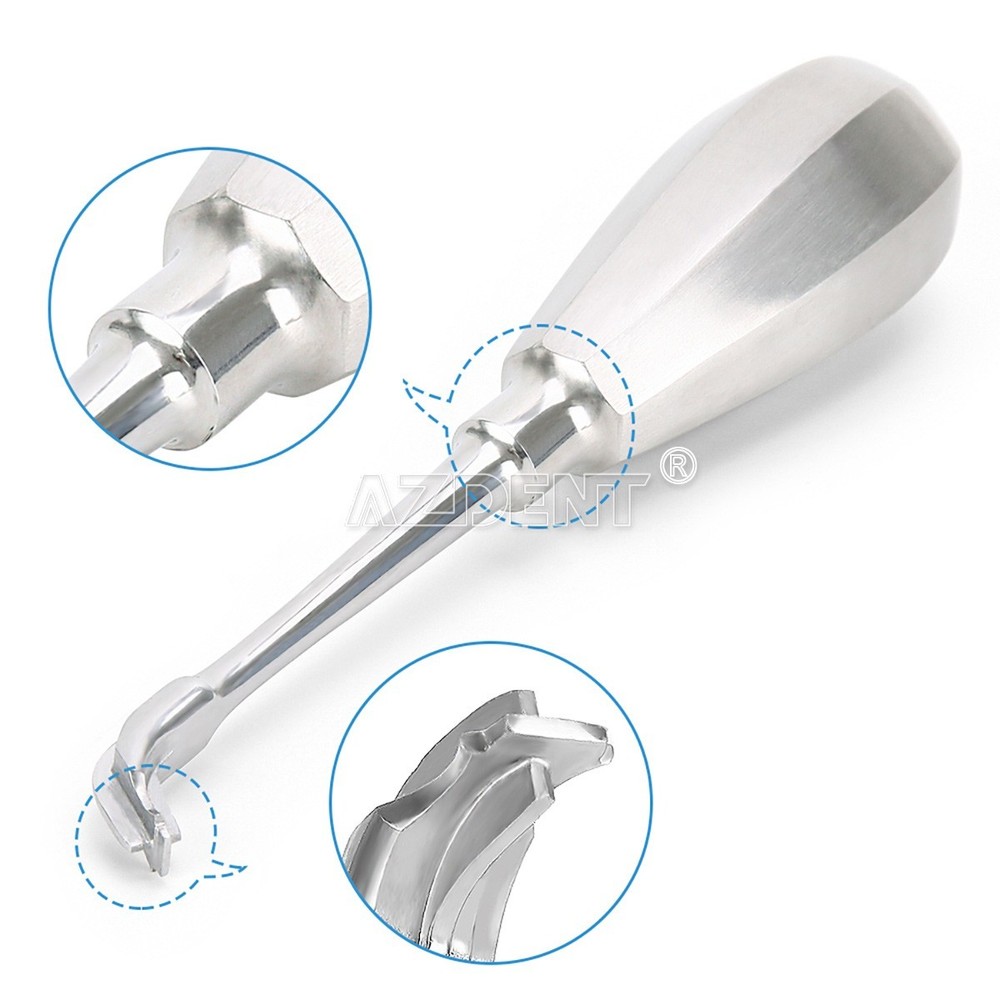 Dental crown removers, curved separators, elevators, and extractors