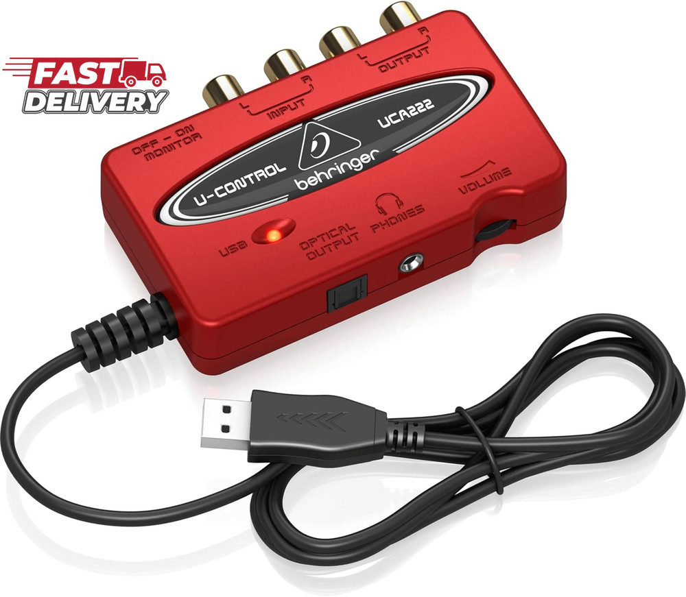 Behringer U-CONTROL UCA222 Ultra-Low Latency 2 In/2 Out USB Audio Interface with