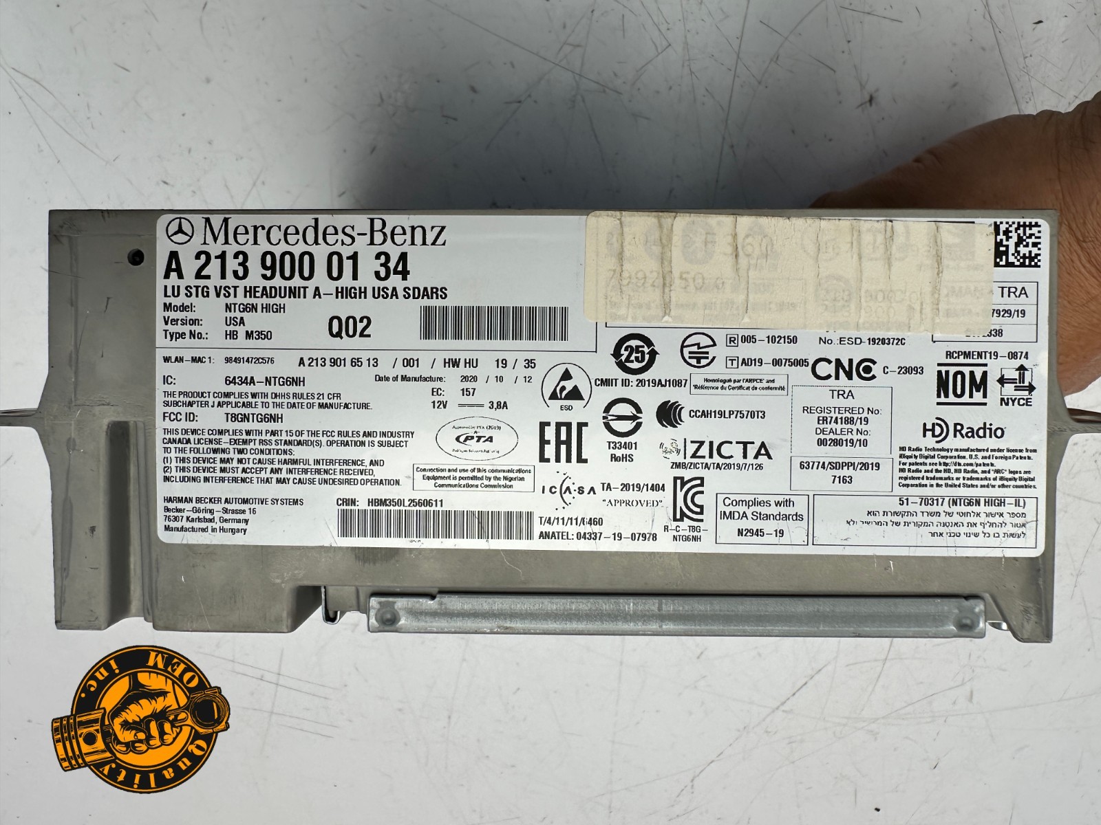 2019-2023 MERCEDES AMG GT E CLASS COMMAND RADIO HEAD UNIT PLAYER RECEIVER OE 25k