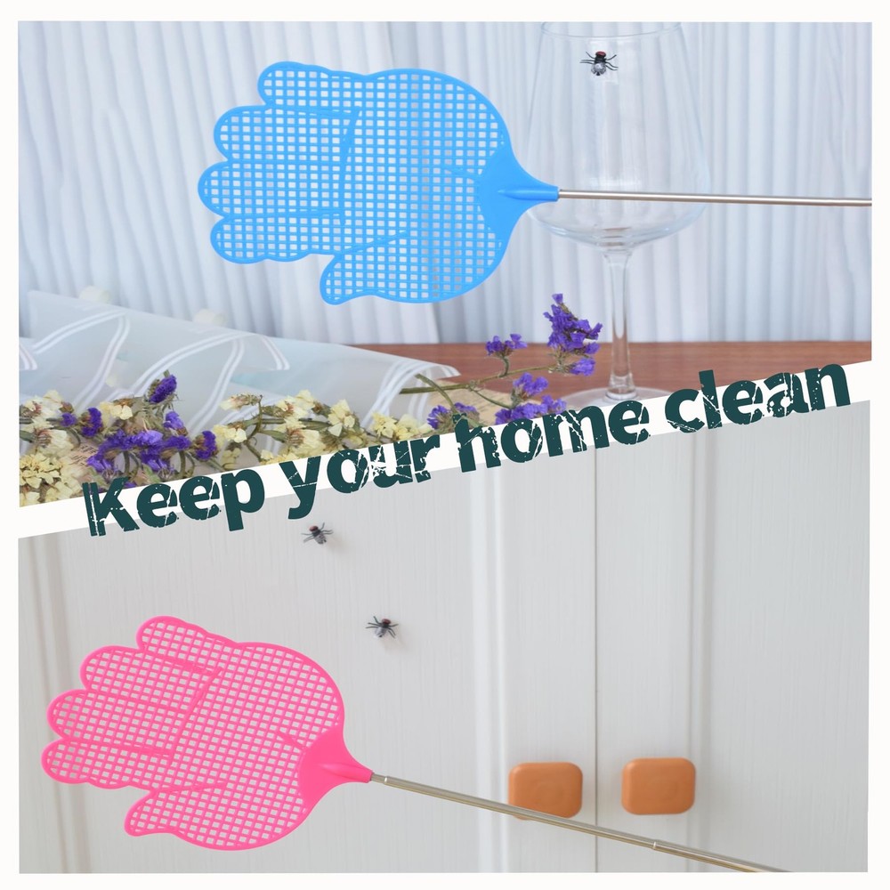 3 Pack Extendable Fly Swatter Stainless Steel Hand One Size, 3