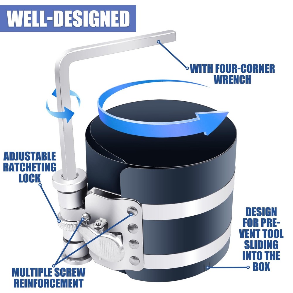 Piston Ring Compressor Installer Removal Tool for Car Engine with Piston Inst...