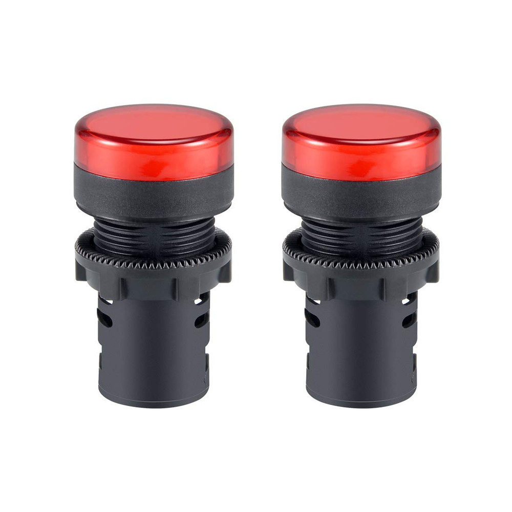 2Pcs Red Indicator Light AC/DC 110V, 22Mm Panel Mount, for Control Panel, HVAC,