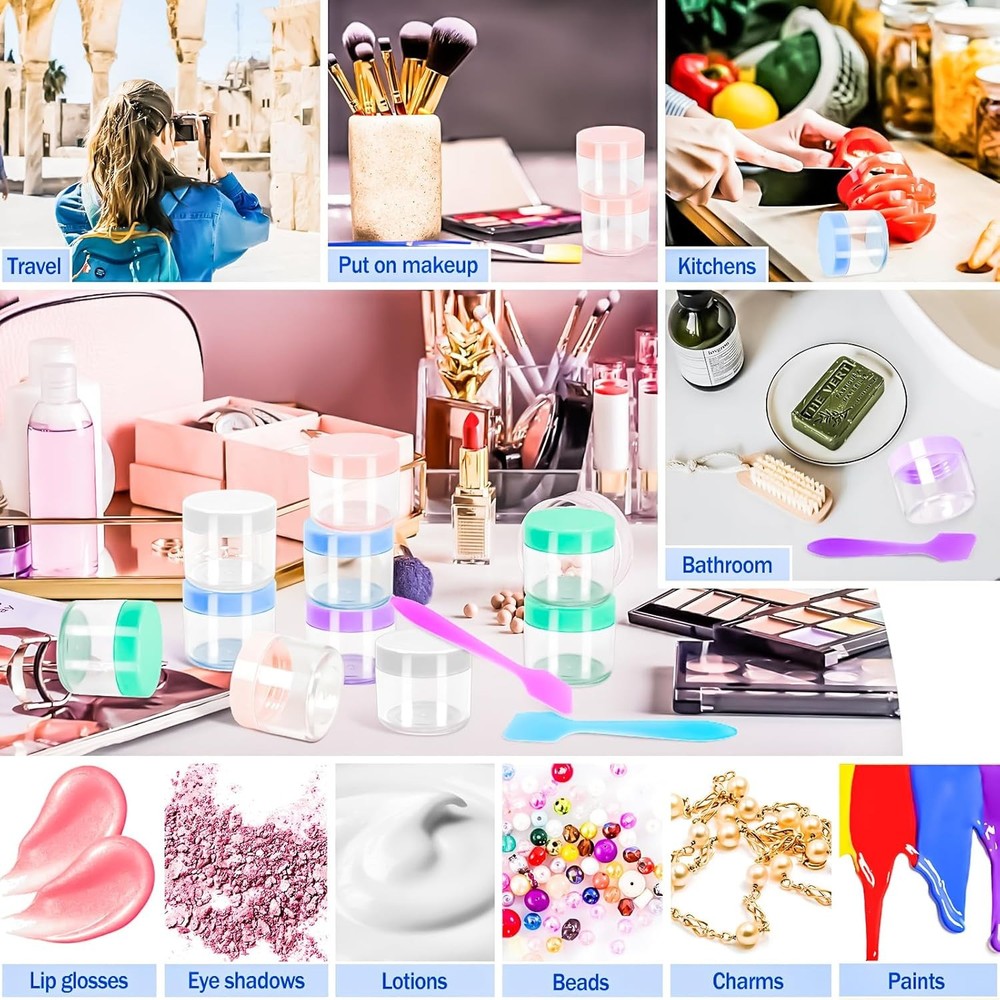 35 PCS 20G Empty Plastic Containers with Colored Lids Small Makeup Sample