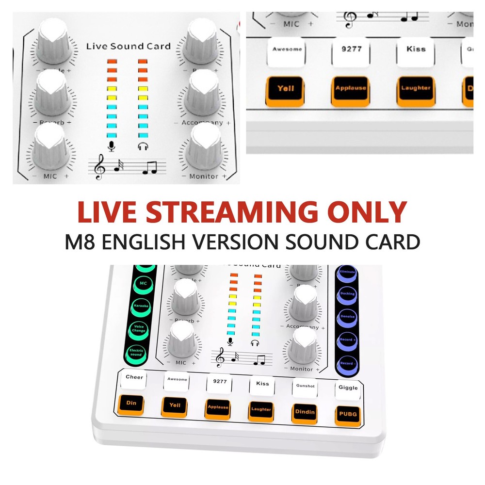 M8 Sound Card Live Streaming Interface External USB Live Broadcast MicrophoneW2