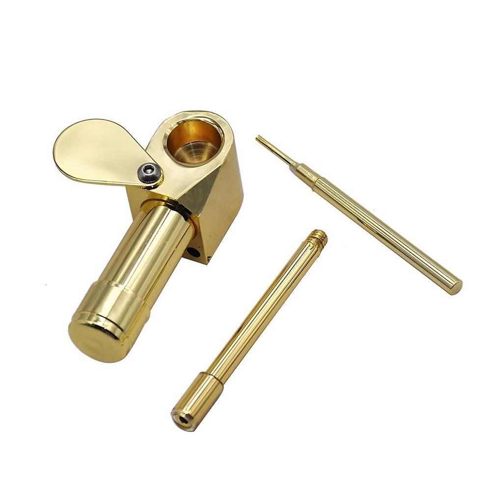Authentic Solid Brass Herb Tobacco Pipe Smoking Proto Tar Trap Stash Storage