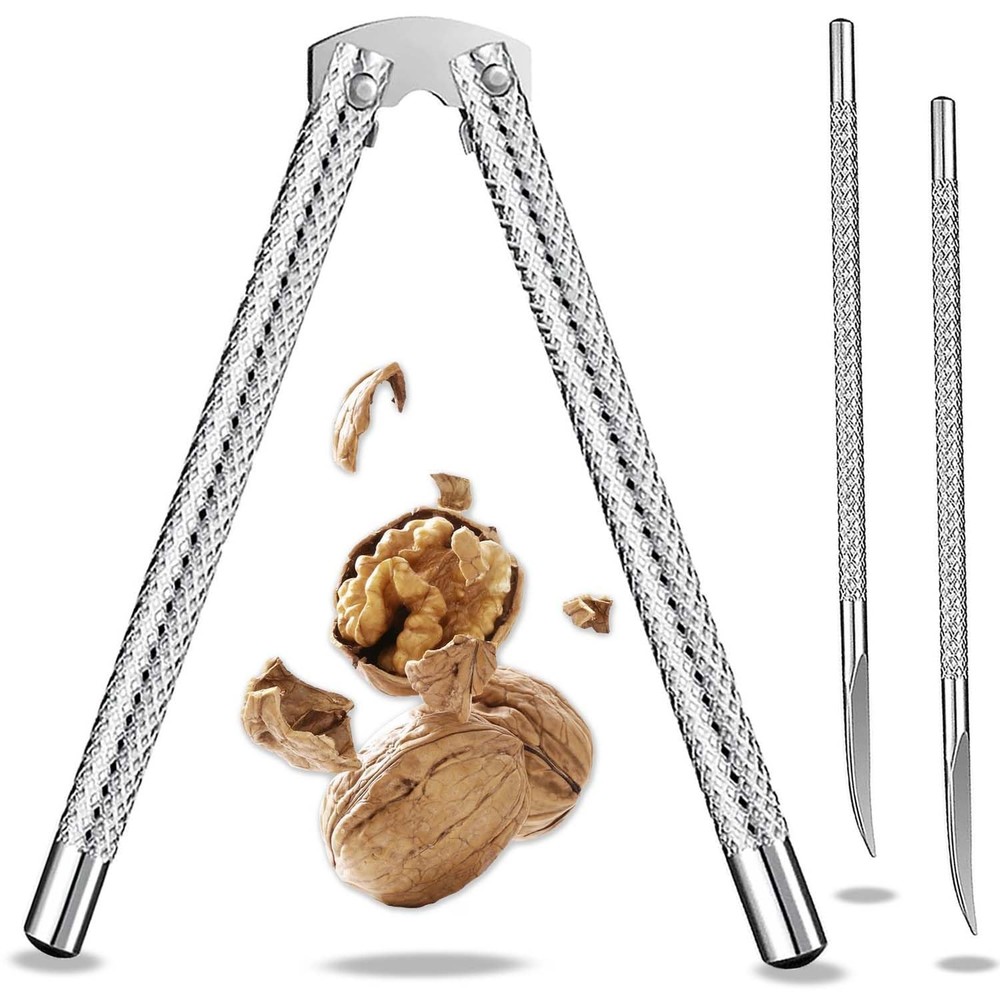 Nut Cracker Tool,Stainless Steel Nut Crackers for All Nuts Silver Medium