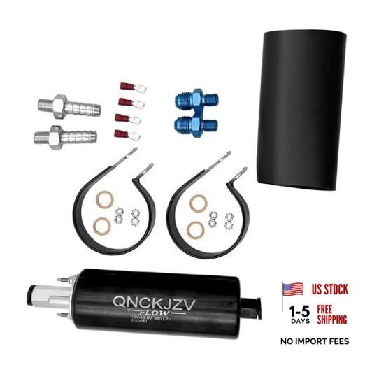 High Flow 290LPH Inline Fuel Pump with Installation Kit - Replacement for