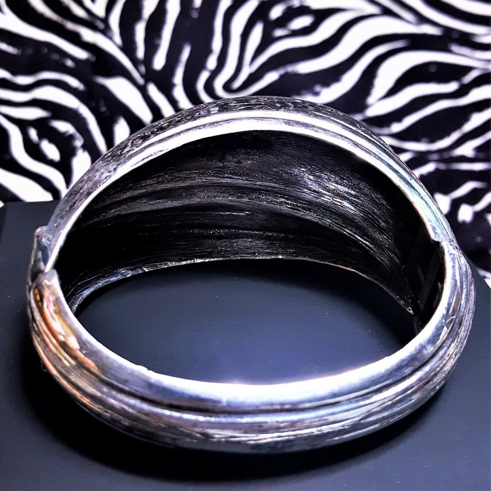 1960s Modernist Designer RAME Hinged Clamper Bangle Bracelet Leaf MCM Vintage
