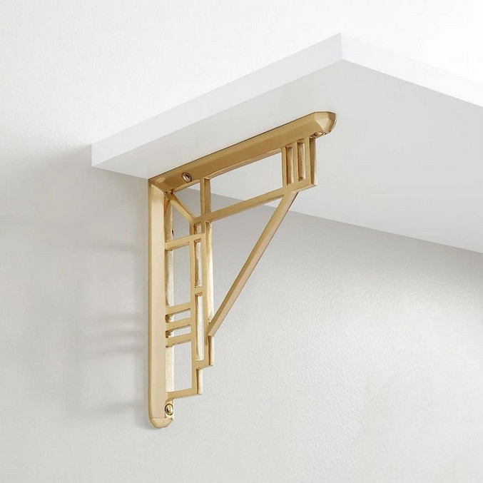 Aria Solid Brass Shelf Bracket - Satin Brass