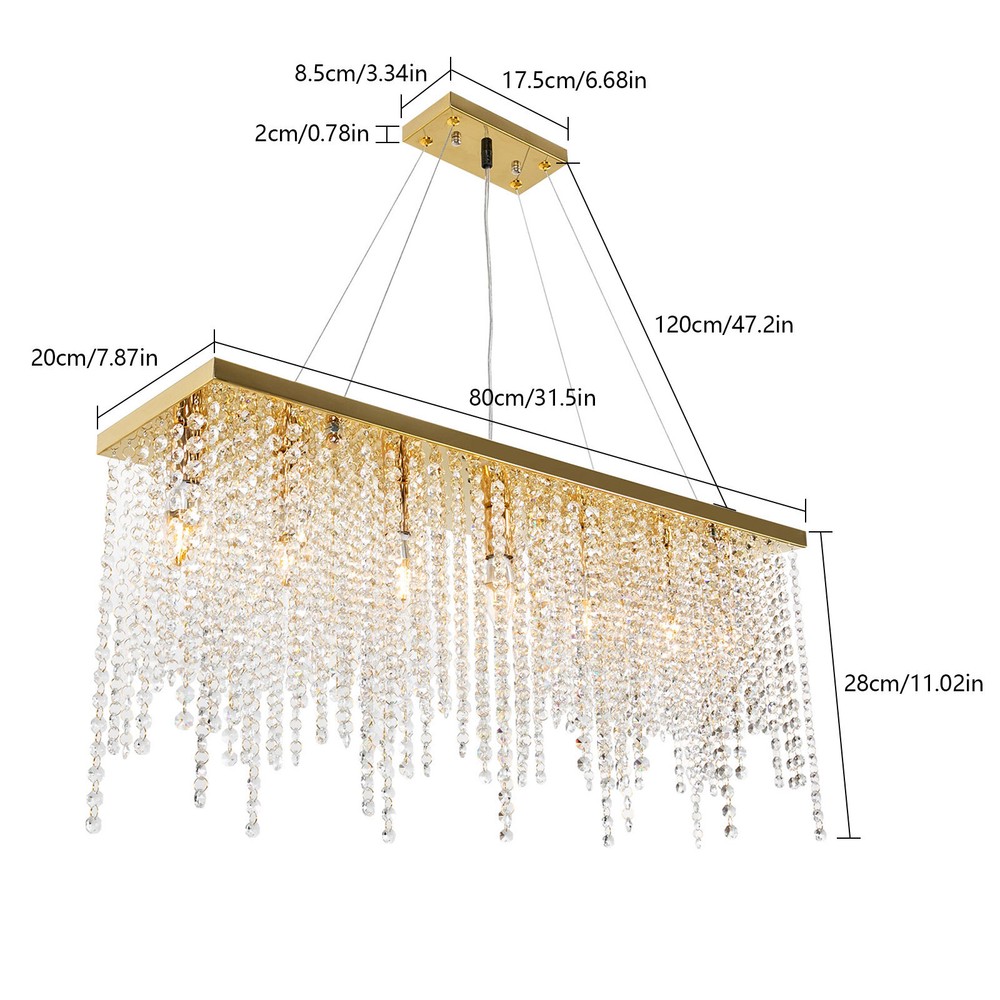 Modern Crystal Chandelier Dining Room Fixture Ceiling Light Lamp Rectangular NEW