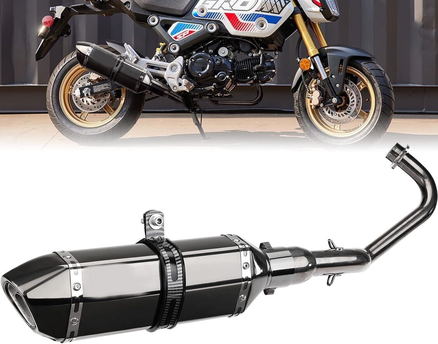 2014-2025 For Honda Grom MSX125 / ABS Full Black Exhaust System Headers Muffler