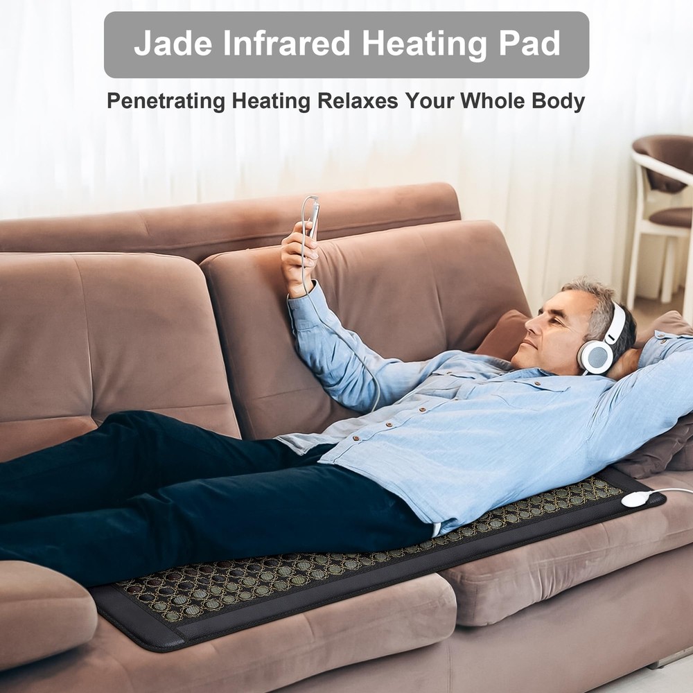 Natural Jade Infrared Heating Pad w/Smart Controller Memory Function 50"x23.5"