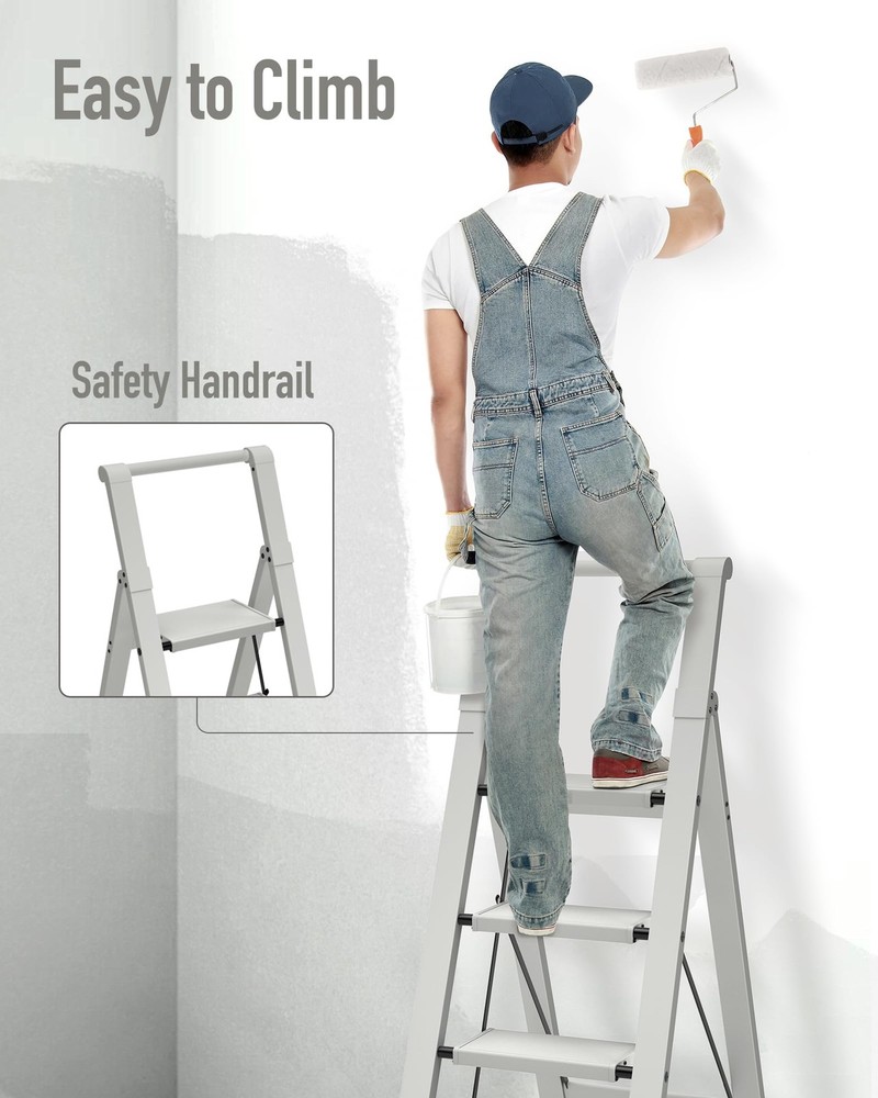 4 Step Ladder, Lightweight Folding Step Stool with Convenient Handgrip,Alumin...