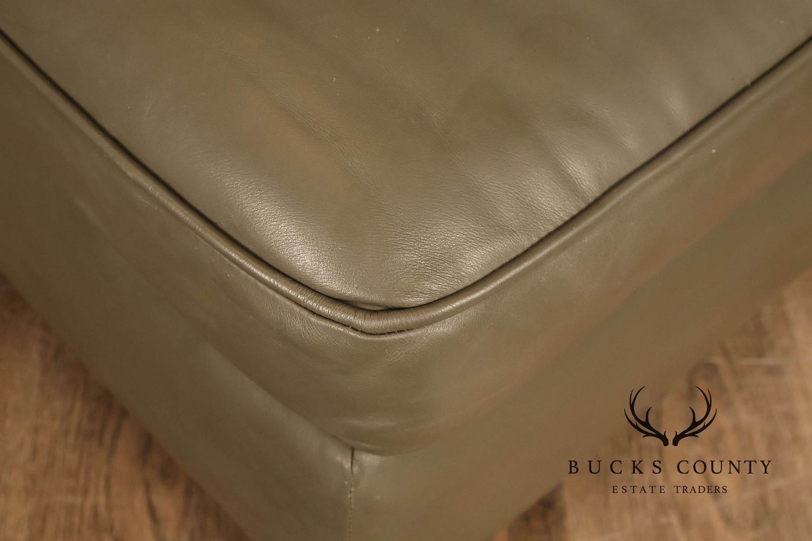 Ethan Allen Traditional Leather Ottoman