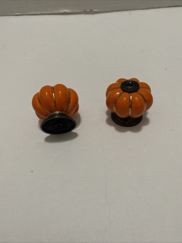 New orange color brass colored drawer pulls knobs ceramic and metal