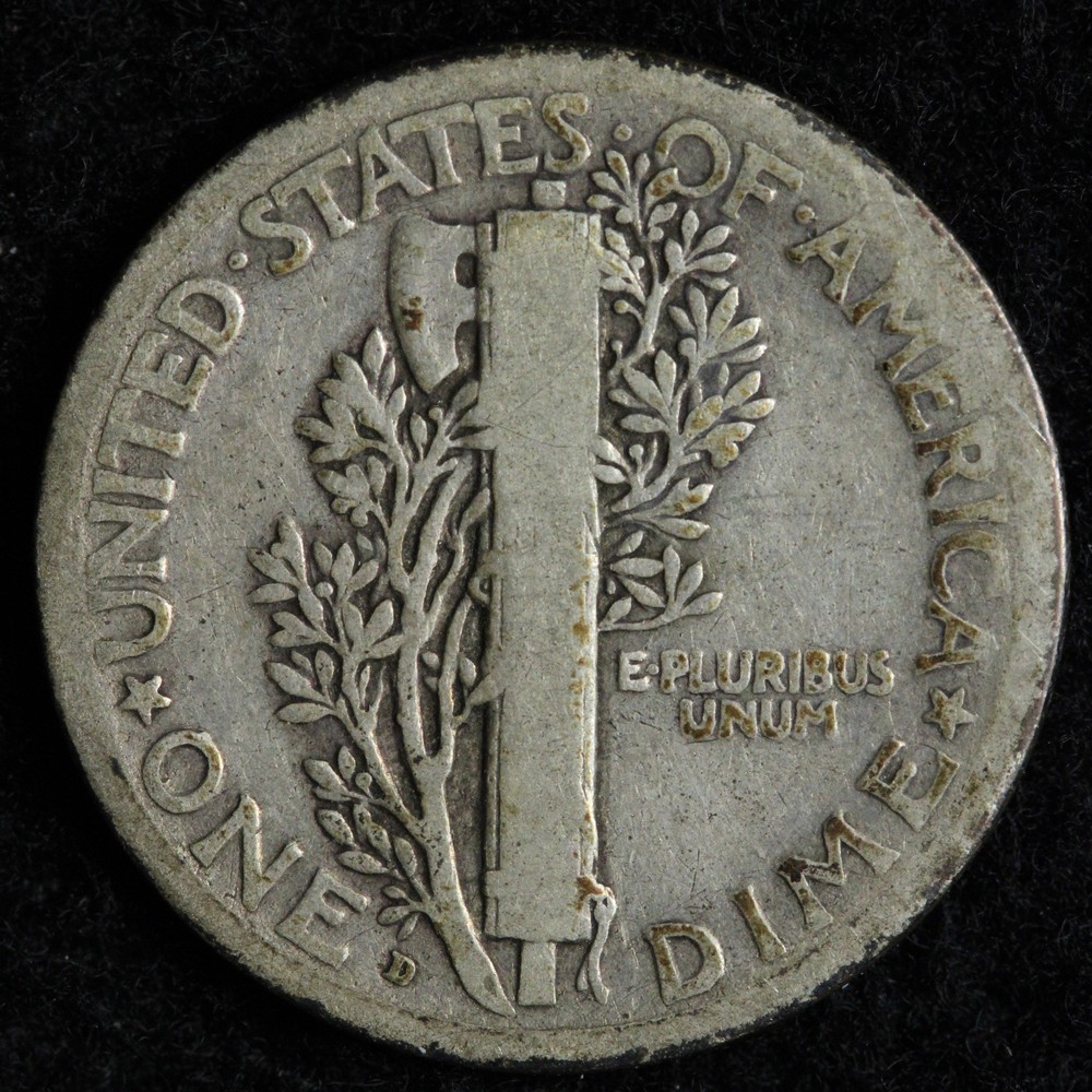 1917-D Mercury Silver Dime FINE E254 RAF