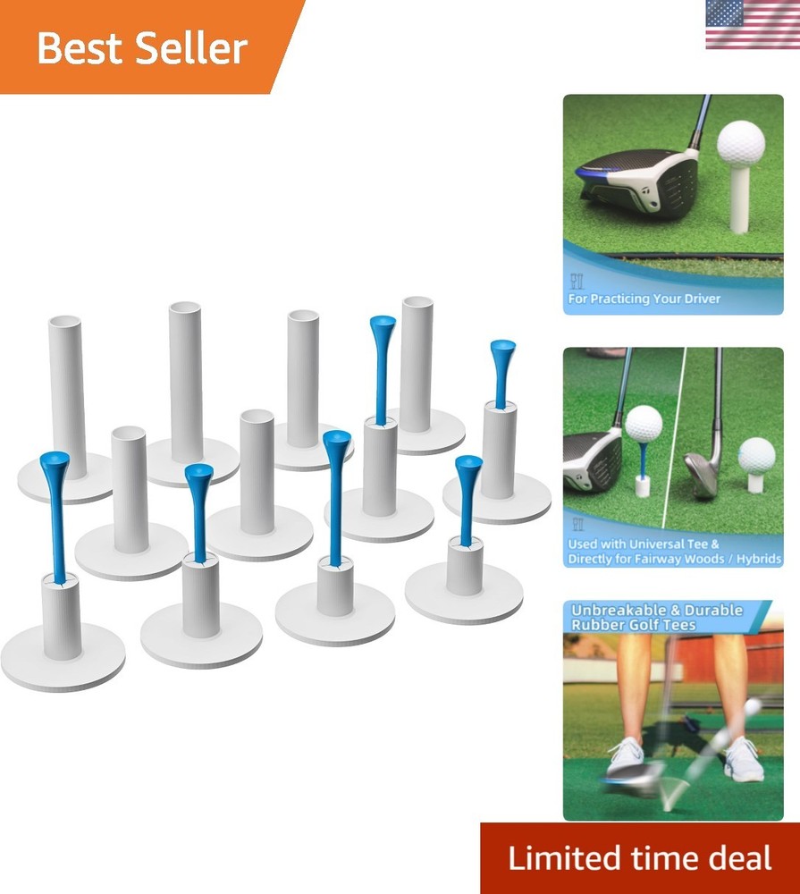 Unbreakable Rubber Golf Tees – 32 Pcs Set for Driving Range & Indoor Practice