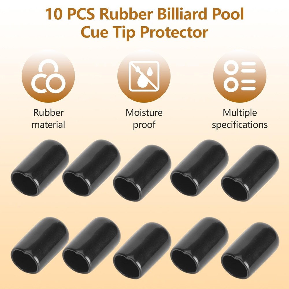 10Pcs Pool Tip Cover, Rubber Pool Cue Protector Lightweight Billiard Cue Tip ...