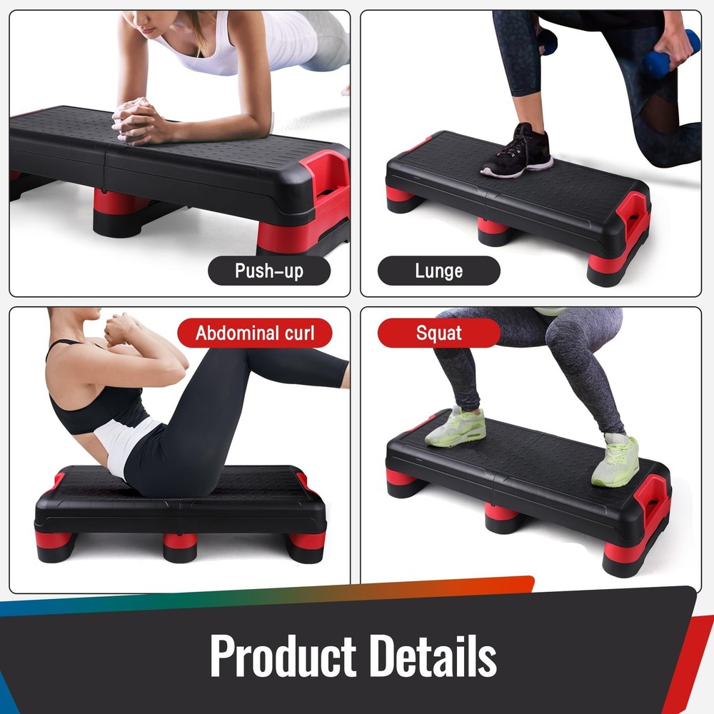 33.5" Aerobic Exercise Folding Step Platform for Home Workout, Configurable 3...