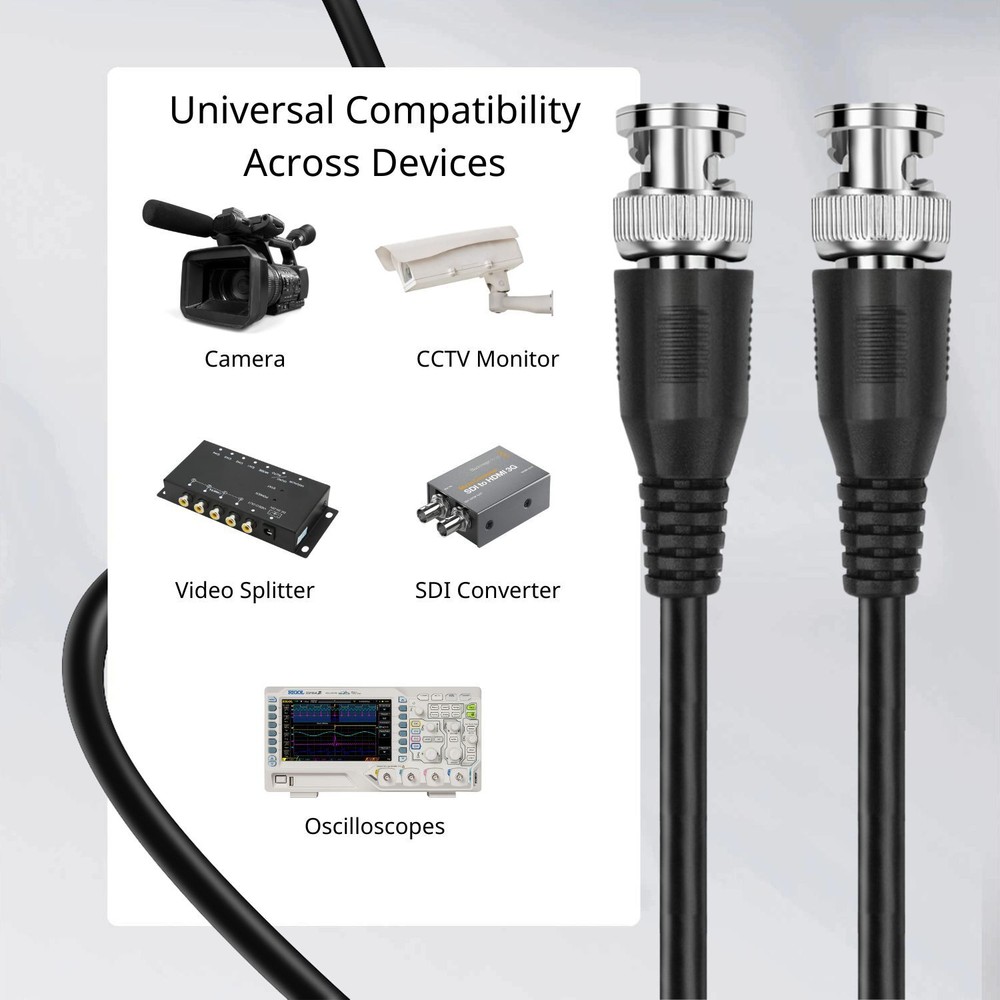 BNC Cable Wire Cord Adapter for CCTV Security Video Camera Oscilloscope 3FT