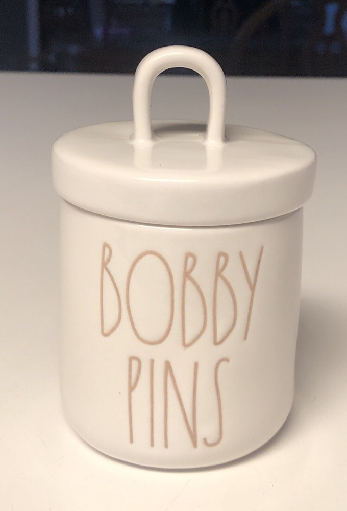 Rae Dunn Bobby Pins White Ceramic Jar