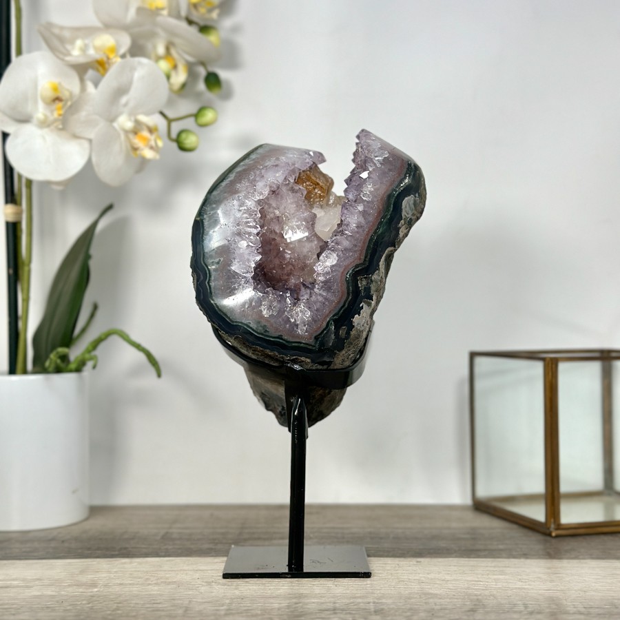 Unique Amethyst Geode Display with Calcite Inclusions. MWS2696