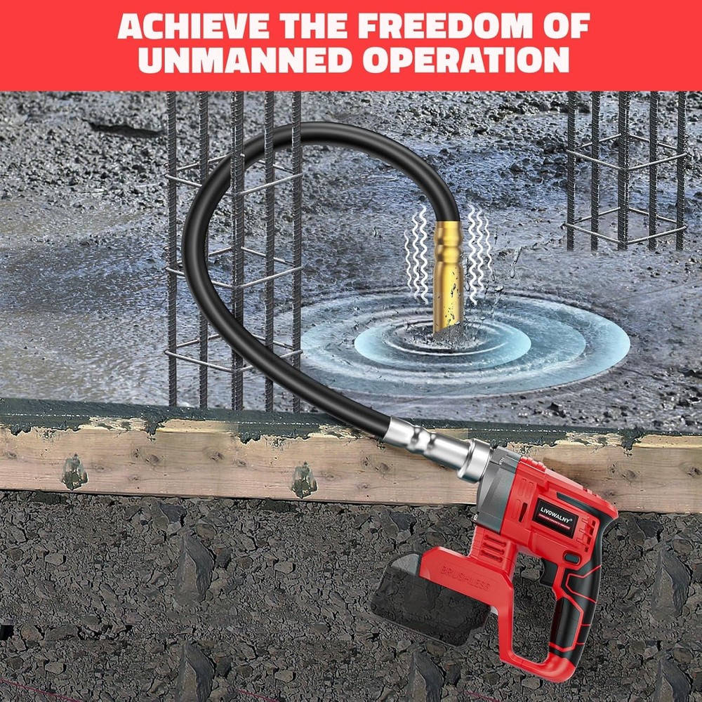Handheld Concrete Vibrating Tool Compatible with Milwaukee 18V Battery (No Batte