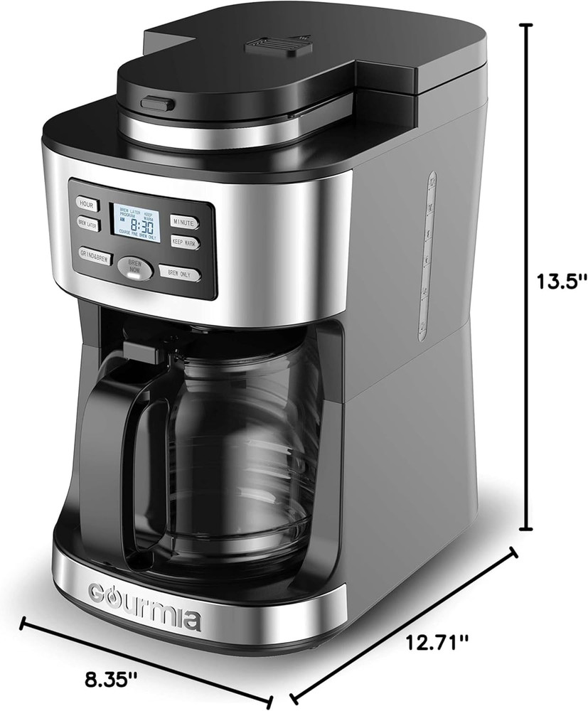 12-Cup Fully Automatic Coffee Maker with Grinder & Keep Warm Feature