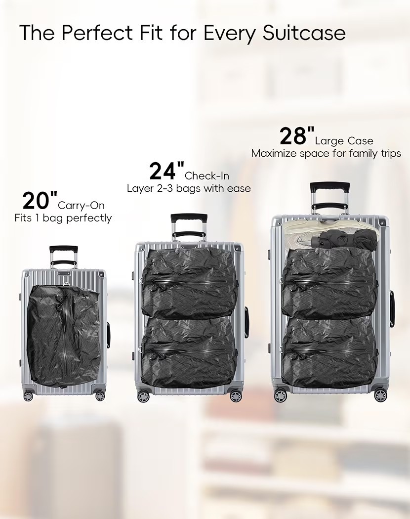 Travel Vacuum Bags With Wireless Pump Airtight & Waterproof For Traveling