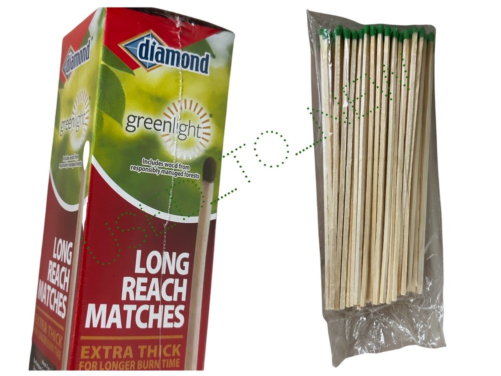 Diamond Greenlight Long Reach Matches Extra Thick, 75-count Each (2 Pack)