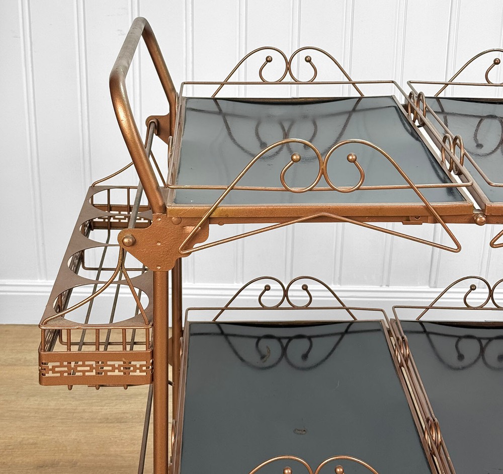 Mid-Century Atomic Rolling Liquor Bar Cart Serving Caddy