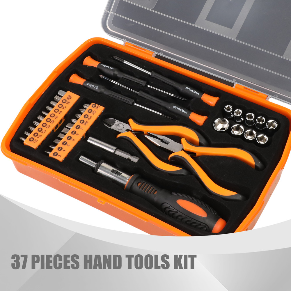 SCREWDRIVER + PLIERS ORANGE 37PCS PRECISION BIT TOOL KIT HIGH SPEED DRILL BITS