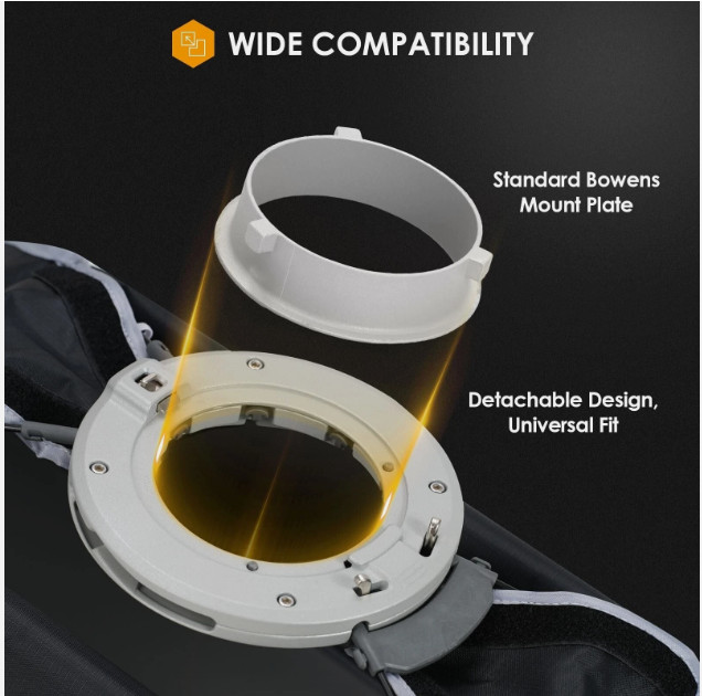 TARION Foldable Bowens Softbox with Grid: Quick One-Step Open/Lock, 23.6x35.4...