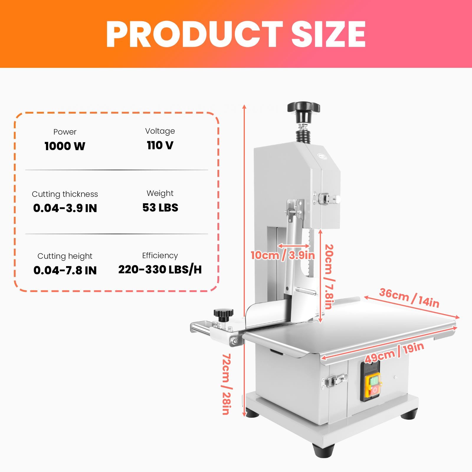 1000W Meat Saw Machine with 8 Saw Blades,Electric Bone Saw Machine