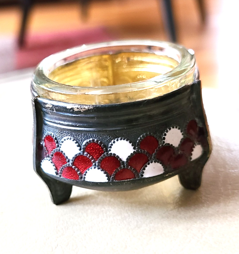 Open Salt Cellar Soviet USSR Enameled Vintage
