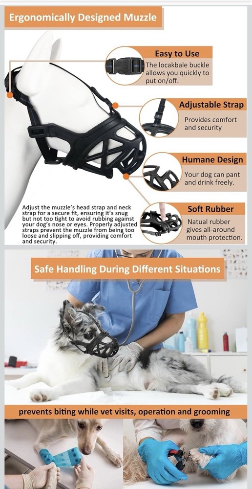 BARKLESS Dog Muzzle, Basket Muzzle Anti Biting Chewing Size 4