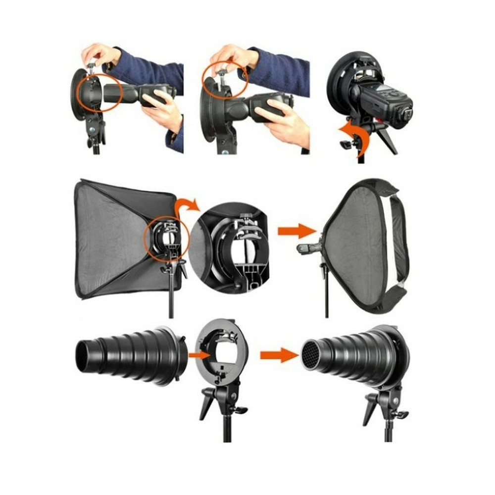 S-Type Bracket Bowens Horizontal Flash Head Mount Holder for Reflector Umbrellas