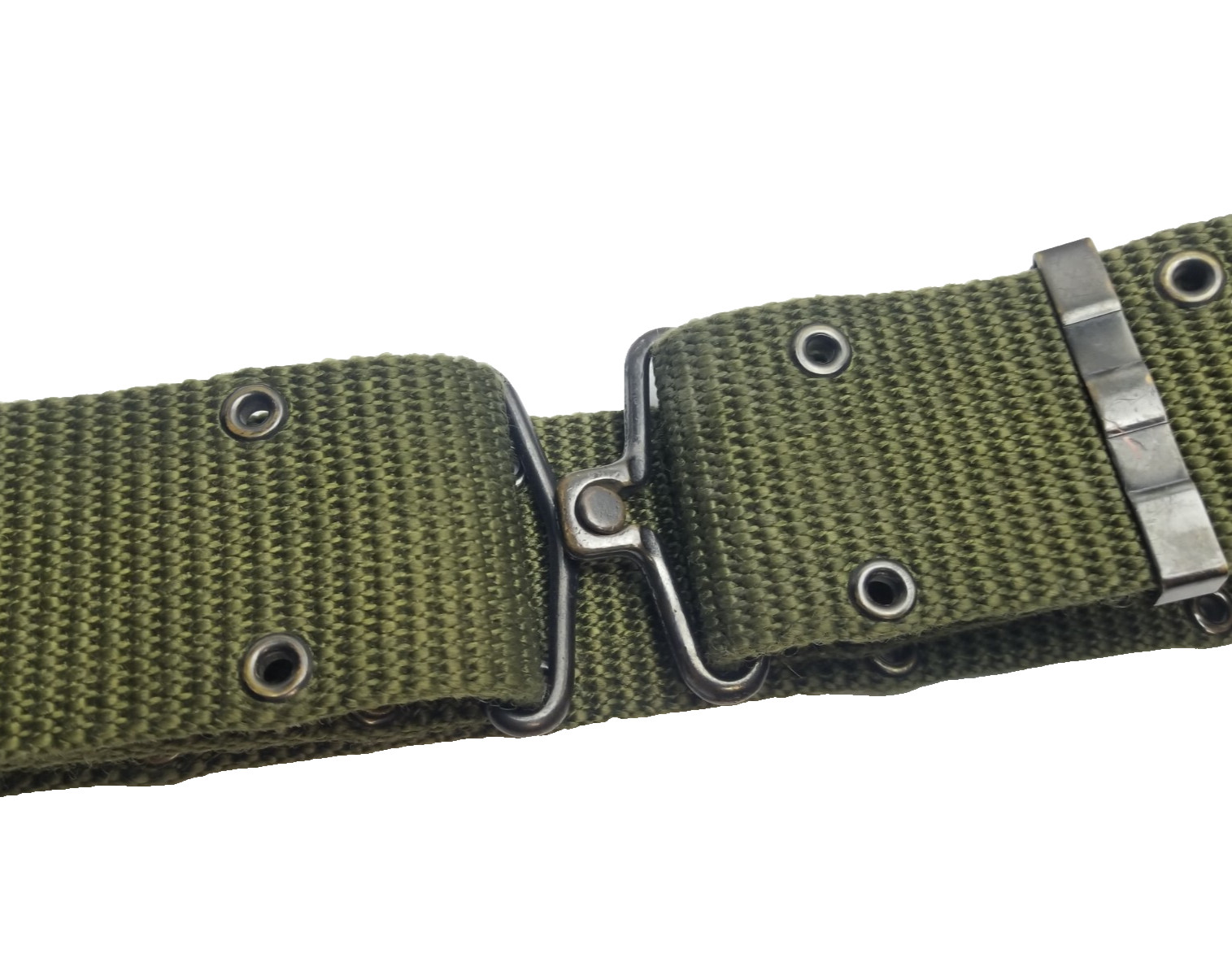 USGI Military Vintage Nylon OD Green Pistol Web Belt Brass Buckle Large