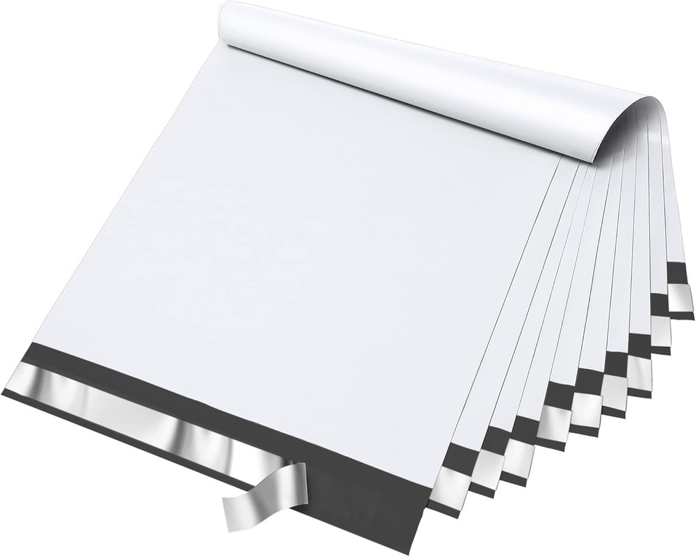 Durable Self-Sealing White Poly Mailers 12x15.5" - 100 Pcs for E-commerce