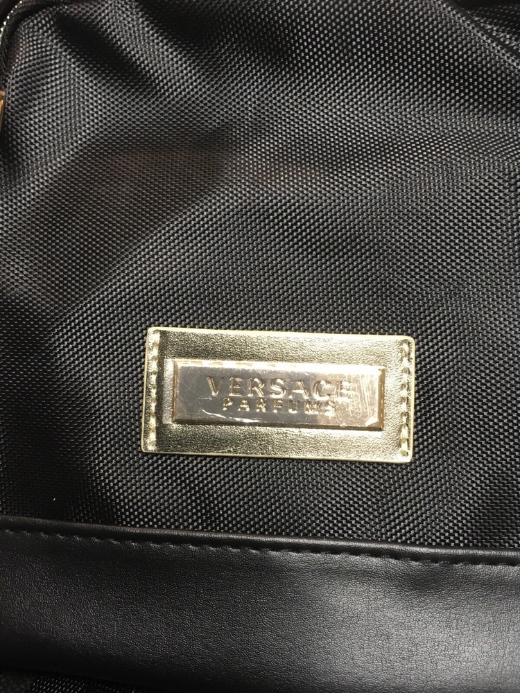 Versace Parfums Bag Backpack/ Black Drawstring Perfumes Duffle Overnight new