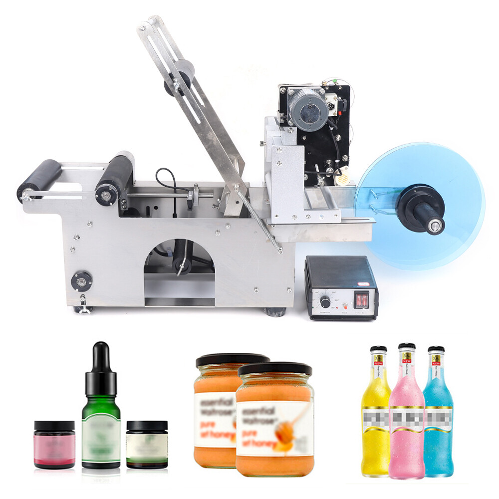 MT100 Semi-Automatic Round Bottle Labeling Machine Printer Scrolling Data Marker