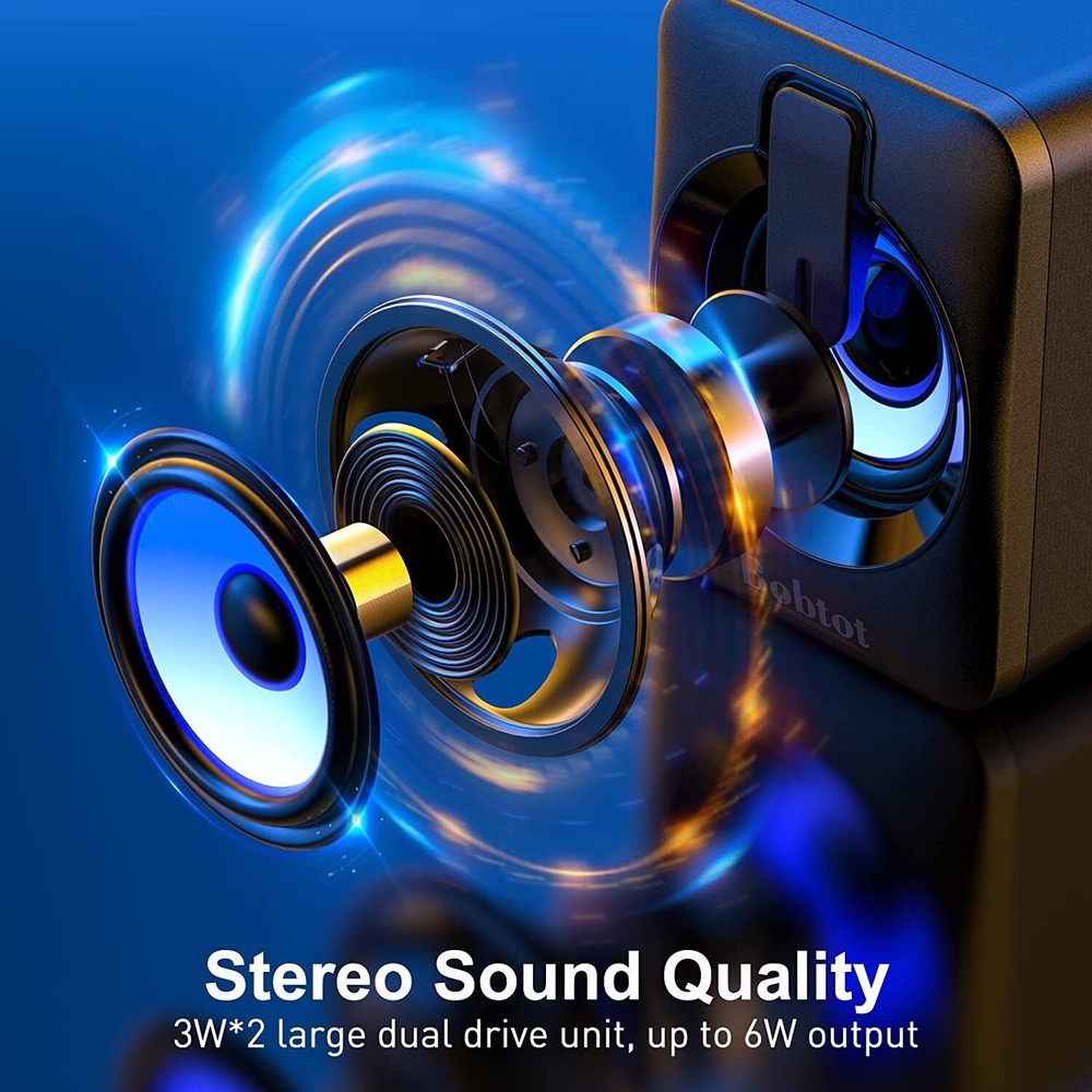 Mini Bluetooth Computer Speaker USB Powered Portable Stereo Audi with RGB Lights