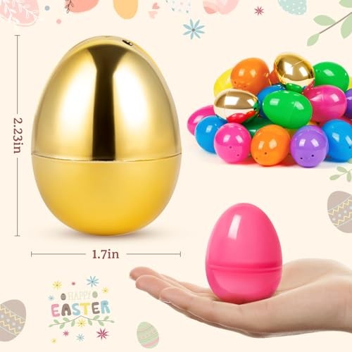 PCS Plastic Easter Eggs, 2.4'' Bulk Empty 1000 Colorful with 12 Golden 1012