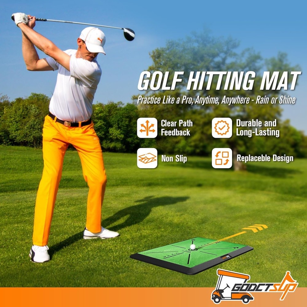 Golf Hitting Mat with Instant Swing Path Feedback, Extra Replaceable Golf Pra...