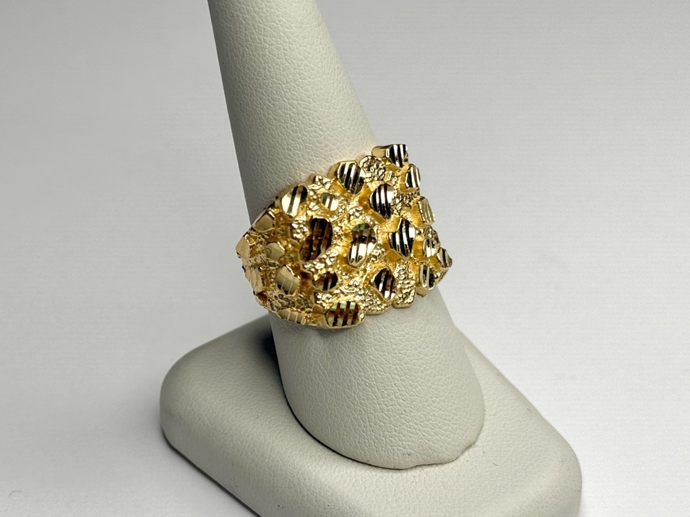 10k Solid Yellow Gold Nugget Style Ring 19.5mm Width/19.5mm Height Size 7-15