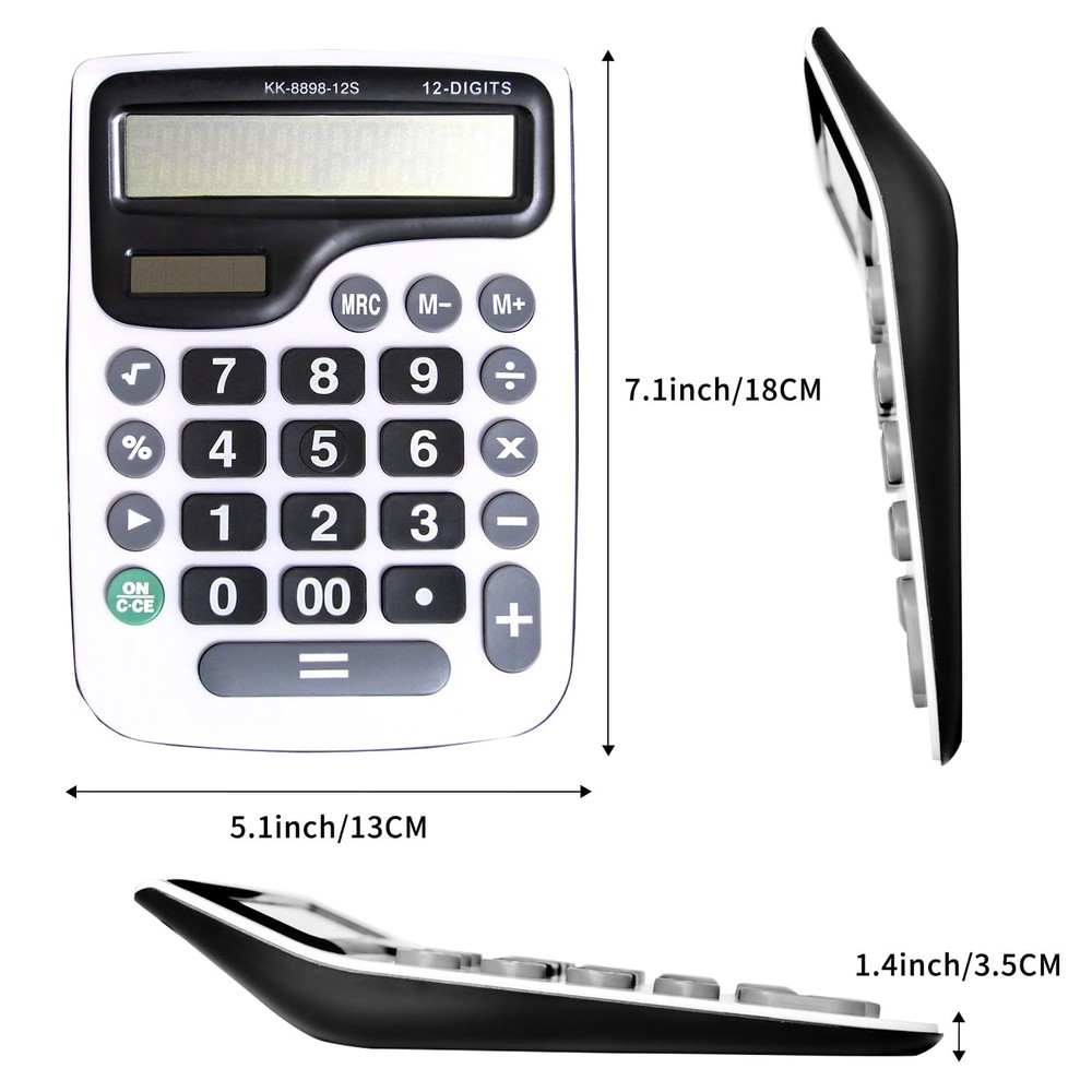 12 Digit Desktop Calculator with Large LCD Display and Sensitive Button, Dual...