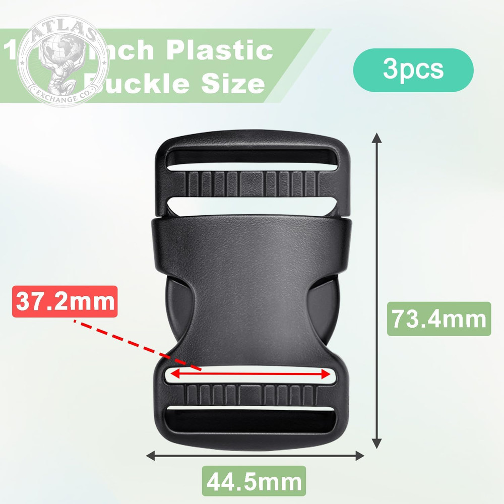 Coobigo 3Pcs 1-1/2" Plastic Buckles for Strap Replacement, Quick Side Release Bu