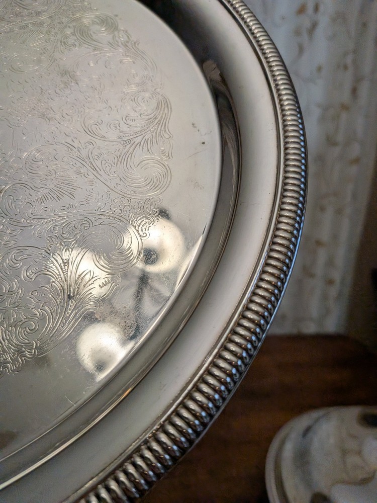VTG International Silver Co Silverplate Lidded Serving Dish & Platter Set