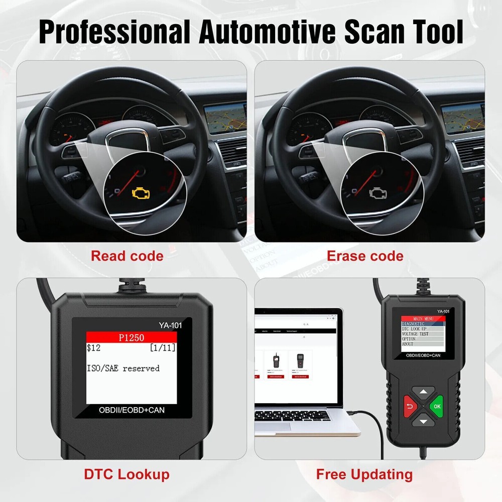 Car OBD2 Scanner OBDII Code Reader Check Engine Fault Diagnostic Tool For Toyota