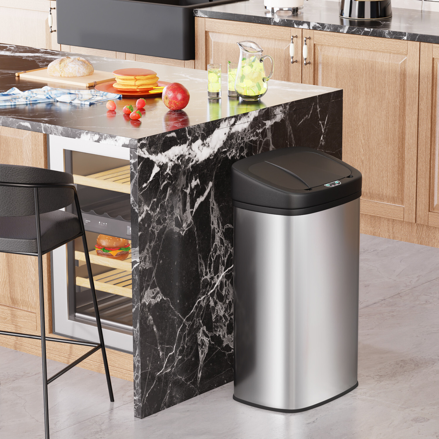 22 Gallon Automatic Sensor Trash Can, Touchless 82L Stainless Steel Trash Bin